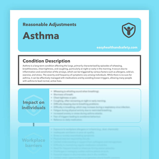 Reasonable adjustments guide for employees with Asthma in the workplace.
