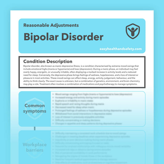 Reasonable adjustments guide for employees with bipolar disorder in the workplace.