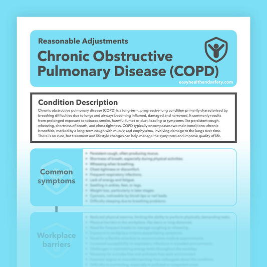 Reasonable adjustments guide for employees with COPD (Chronic Obstructive Pulmonary Disease) in the workplace.