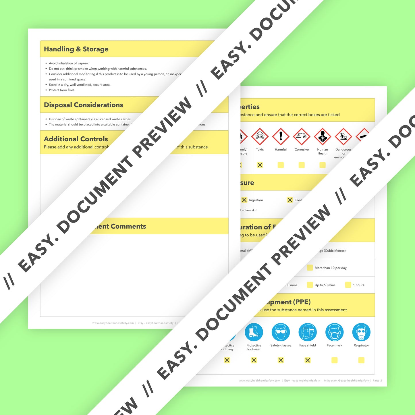 COSHH Assessment Template - Blank