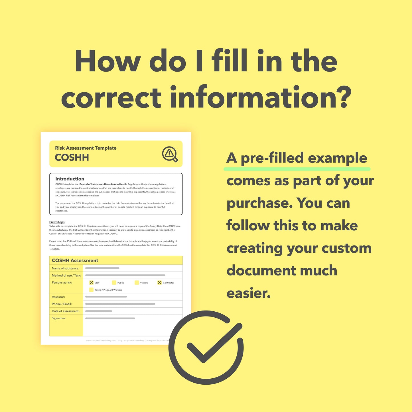 COSHH Assessment Template - Blank