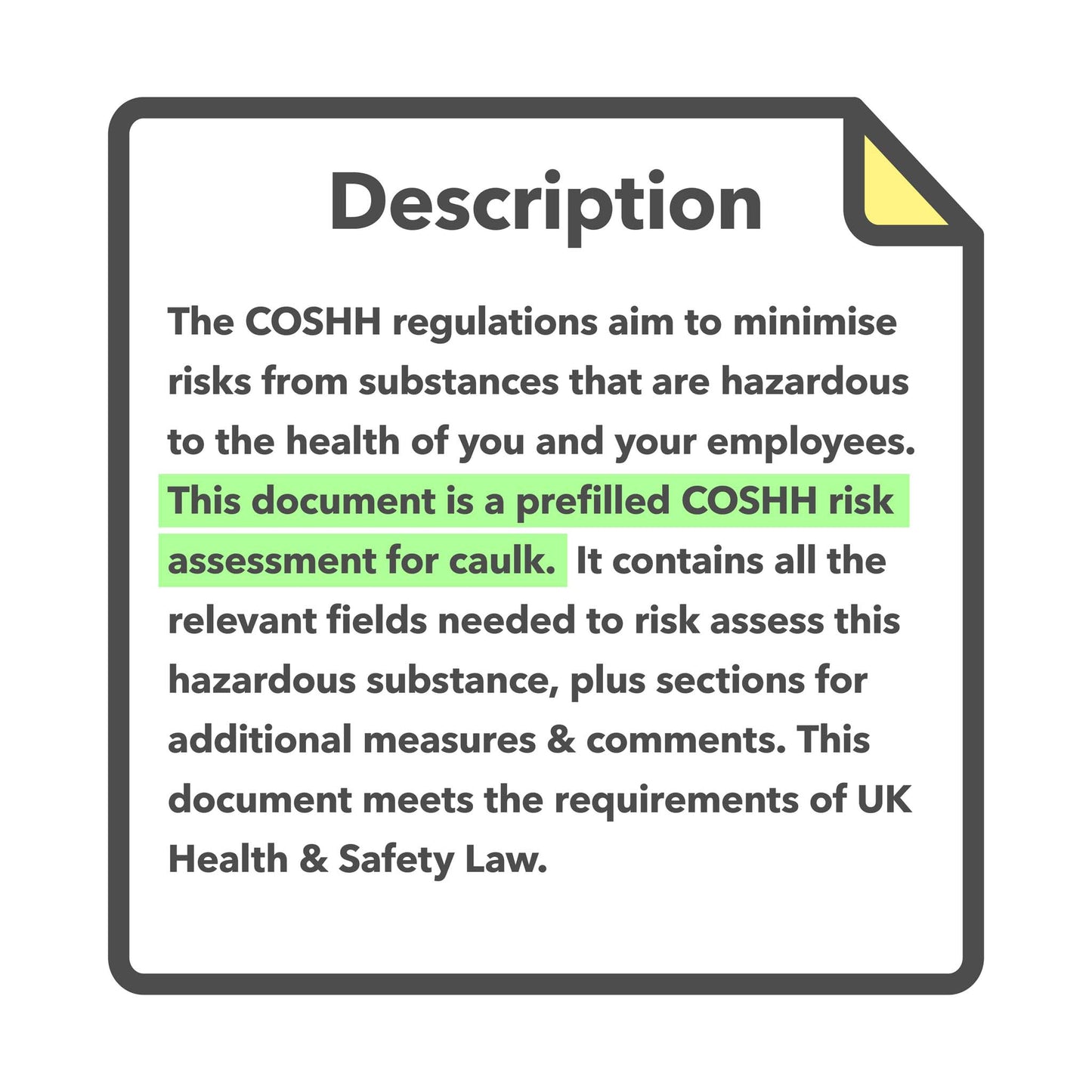 COSHH Assessment for Caulk Pre-filled