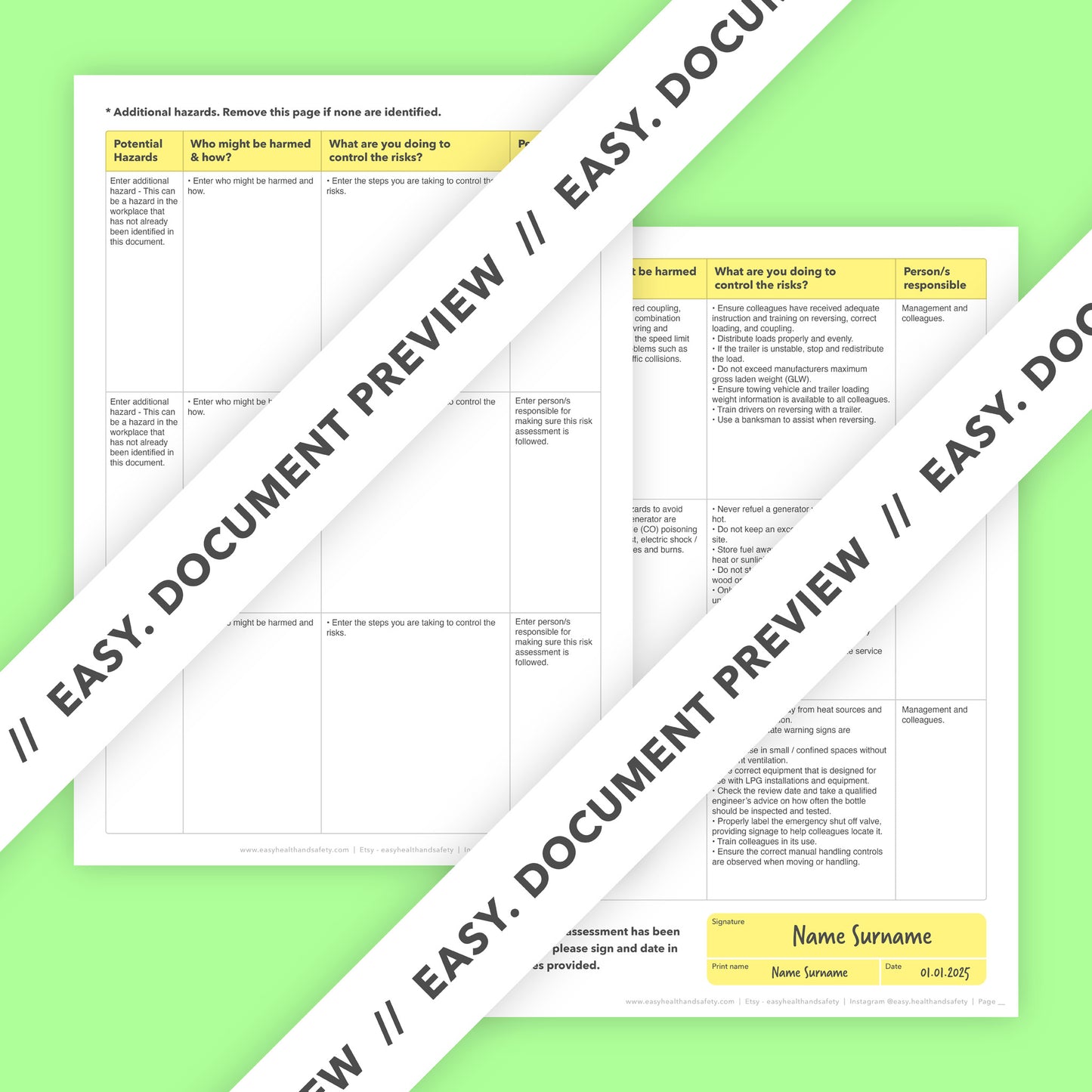 Editable, pre-filled risk assessment template for coffee shops and tea rooms – fully compliant with health and safety regulations.