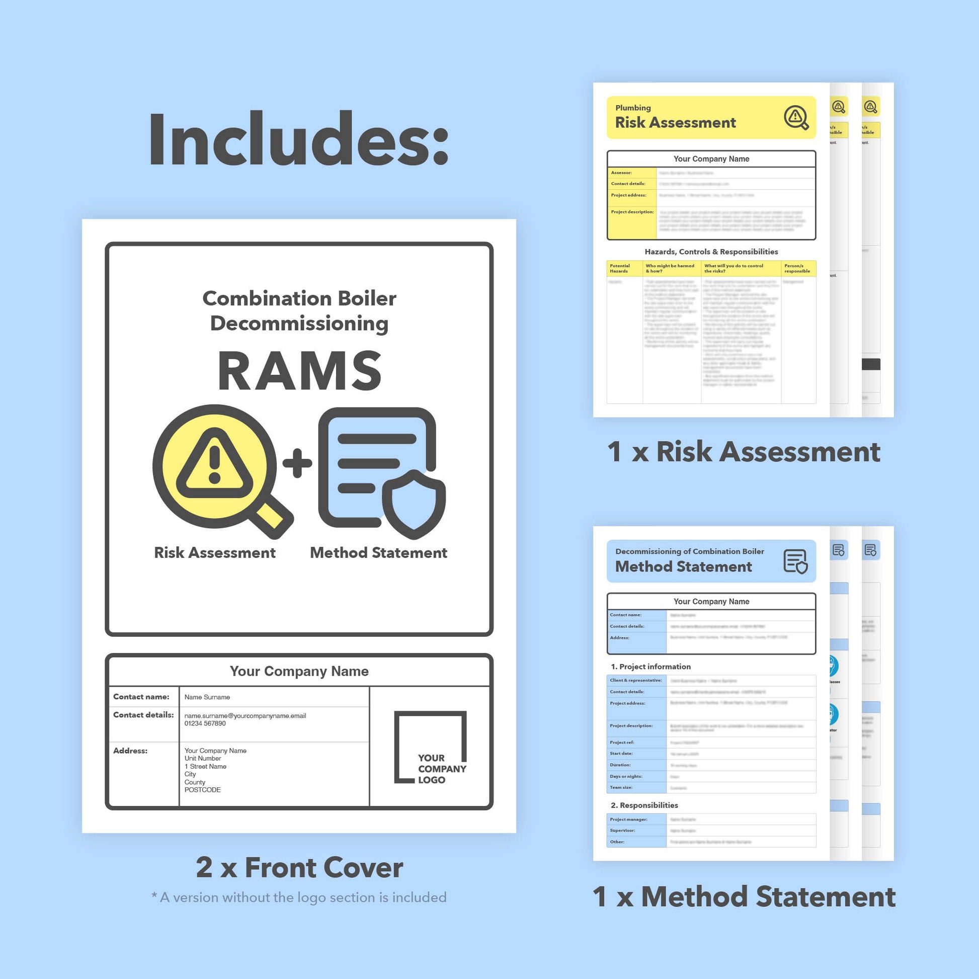 RAMS template for Combination Boiler Decommissioning. This combined risk assessment and method statement template comes pre-filled with relevant content for ease of use.
