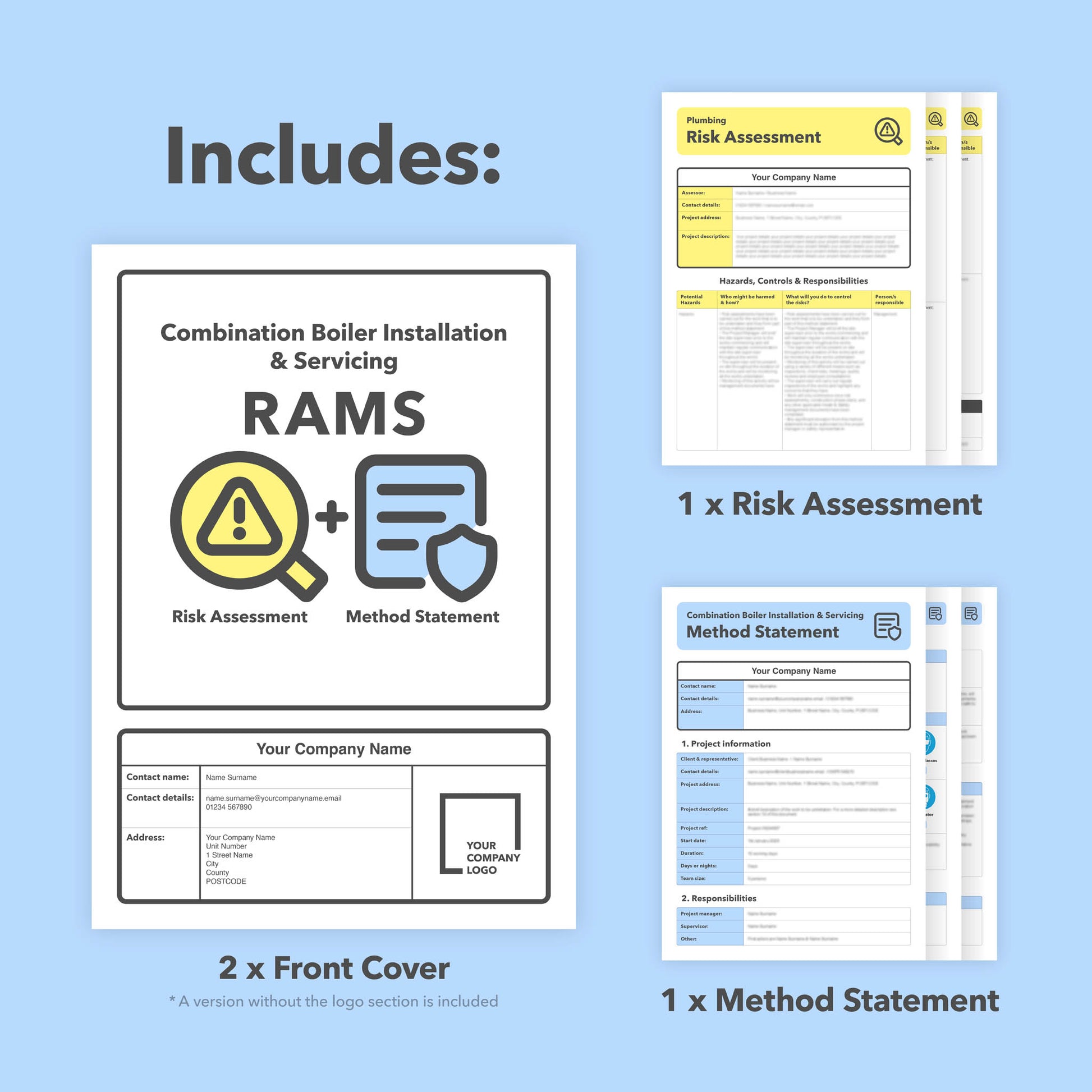 RAMS template for Combination Boiler Installation & Servicing. This risk assessment and method statement template comes pre-filled with relevant content for ease of use.