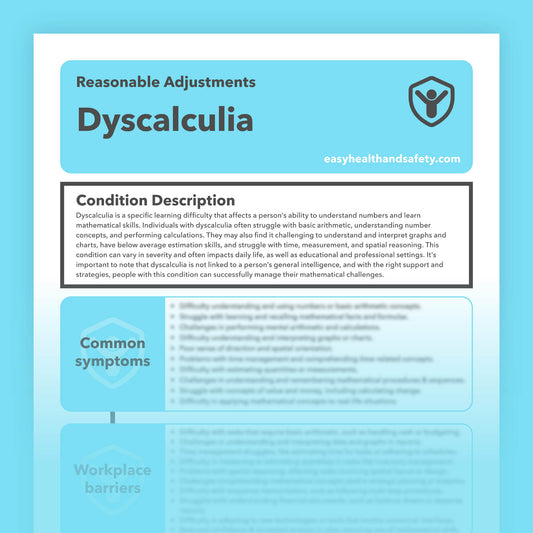 Reasonable adjustments guide for employees with dyscalculia in the workplace.
