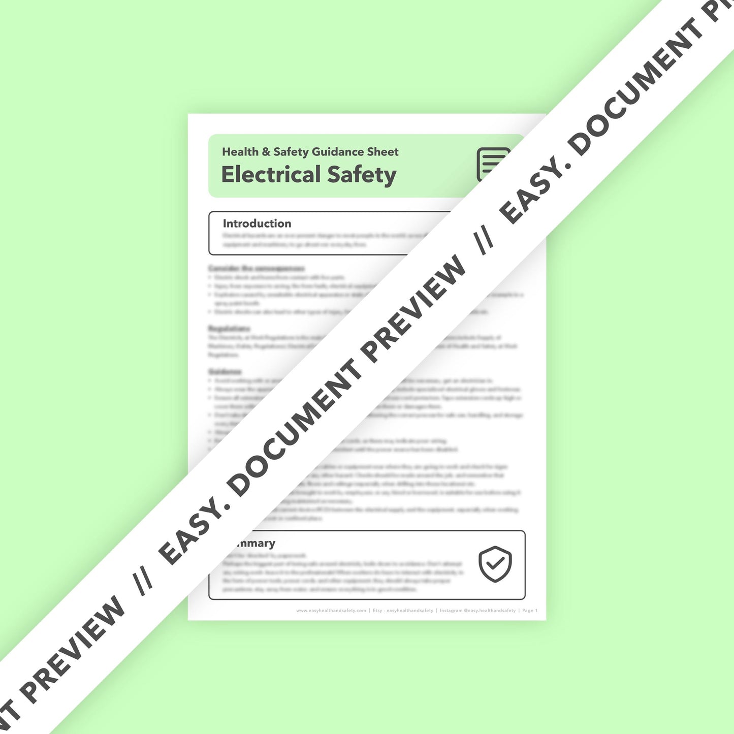 Electrical Safety Health and Safety Guidance Sheet