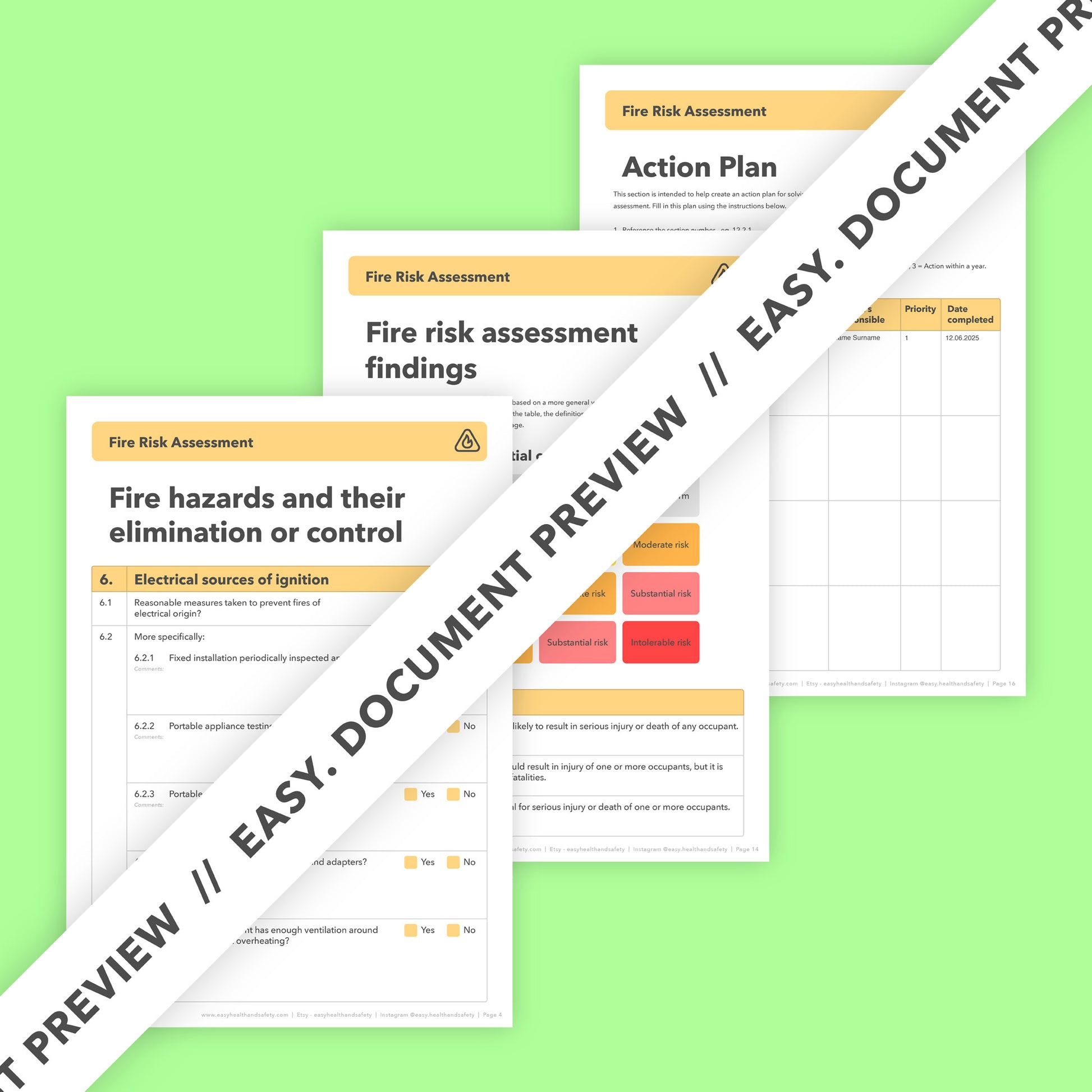 Editable fire risk assessment template with pre-filled example – easy-to-use document for workplace fire safety compliance