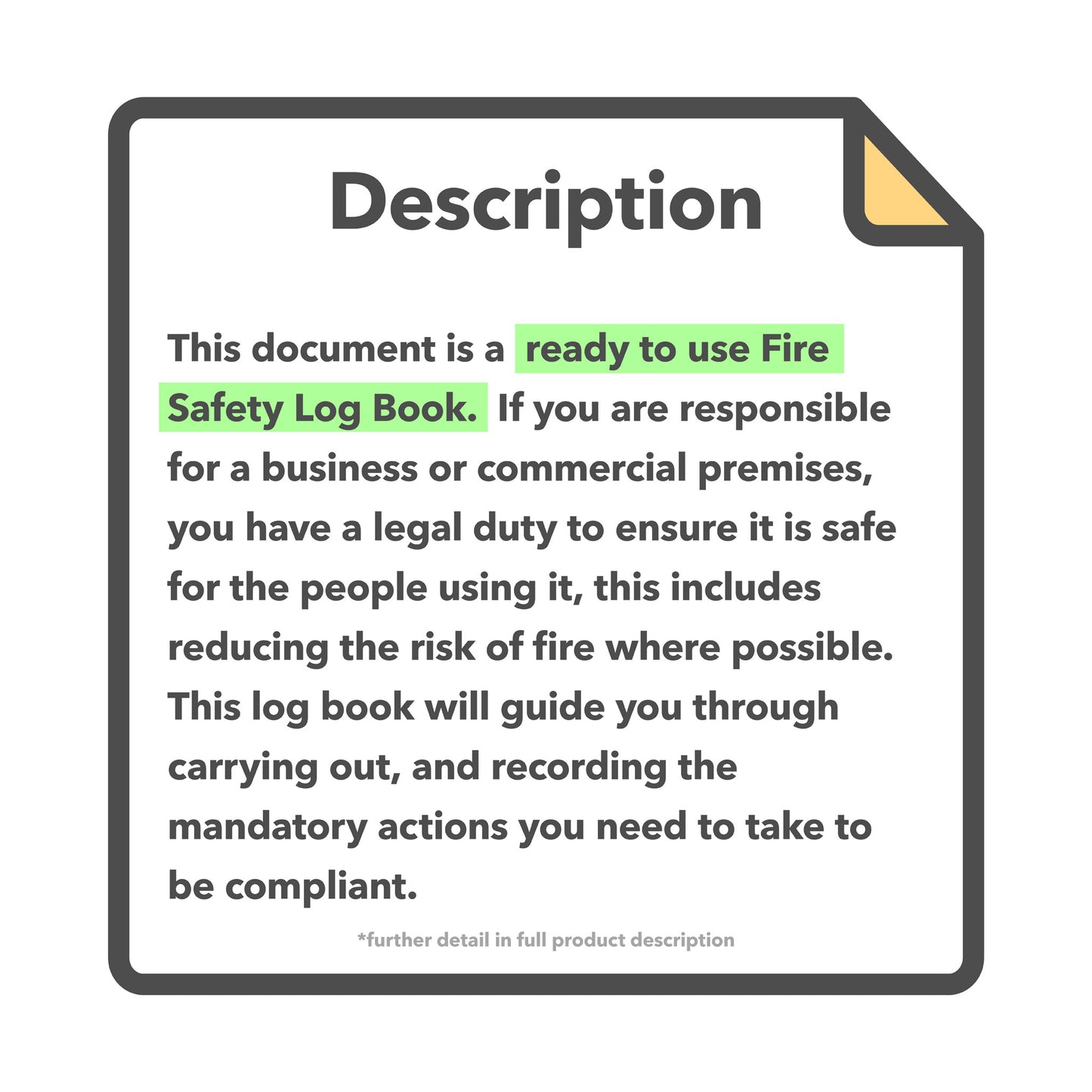 Editable fire safety log book template – record fire drills, alarm tests and equipment checks for business compliance.