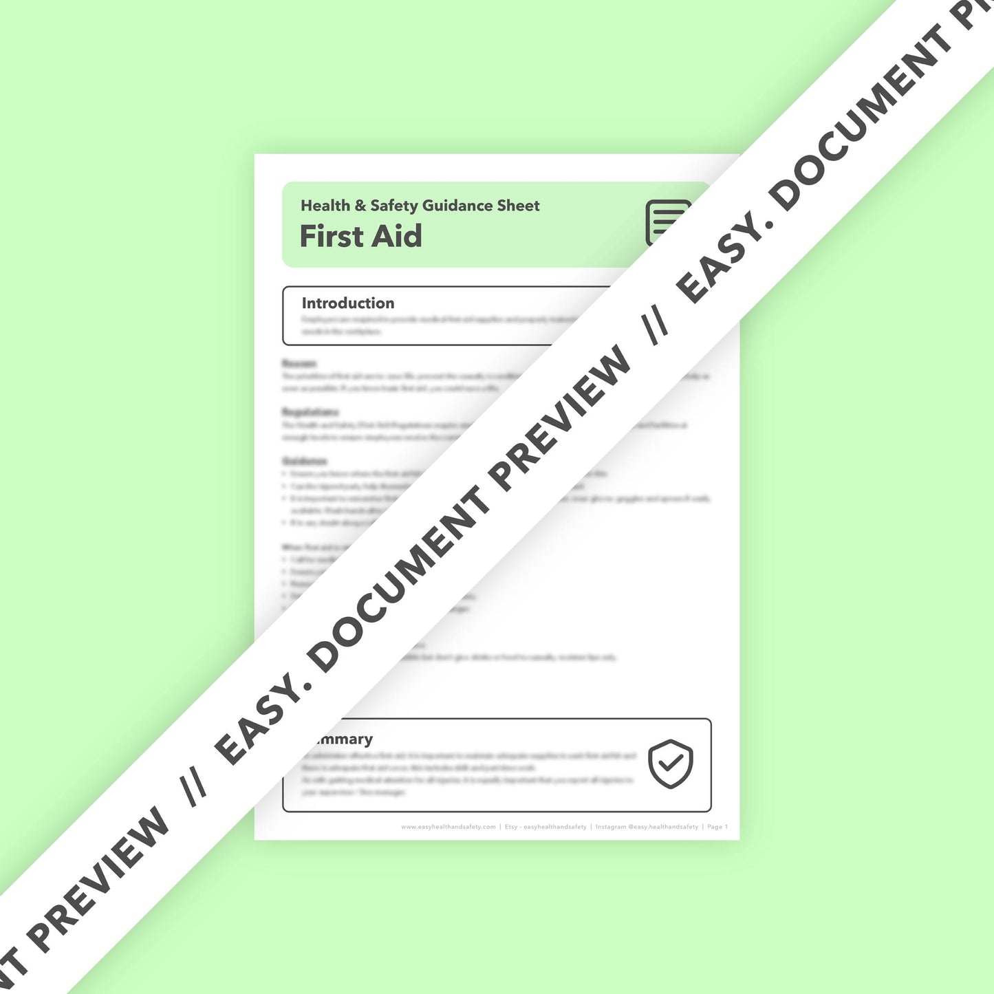 First Aid in the Workplace Health and Safety Guidance Sheet