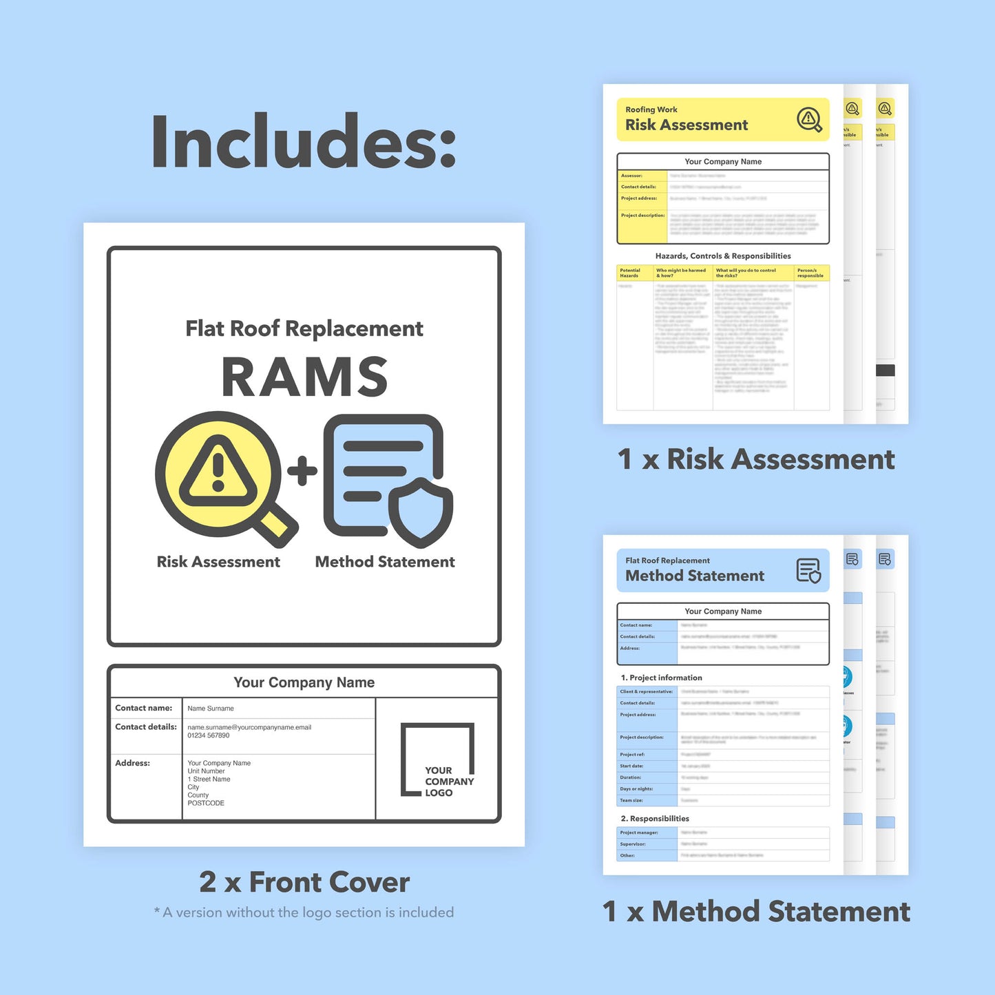 RAMS template for Flat Roof Replacement Work. This combined risk assessment and method statement template comes pre-filled with relevant content for ease of use.