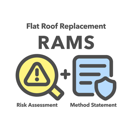 RAMS template for Flat Roof Replacement Work. This combined risk assessment and method statement template comes pre-filled with relevant content for ease of use.