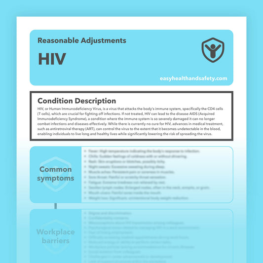 Reasonable adjustments guide for employees with HIV in the workplace.
