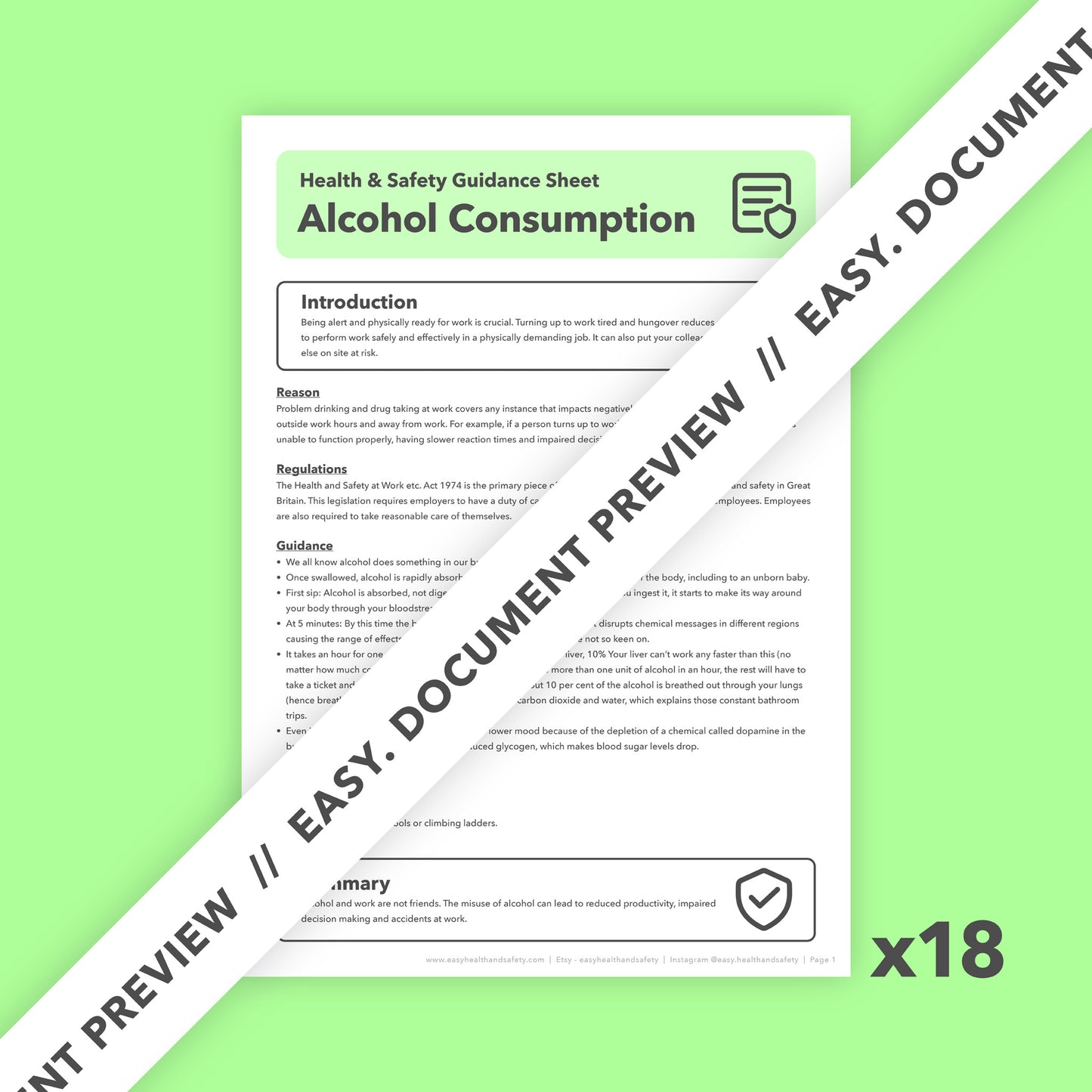 Health and Safety Guidance Sheet Pack