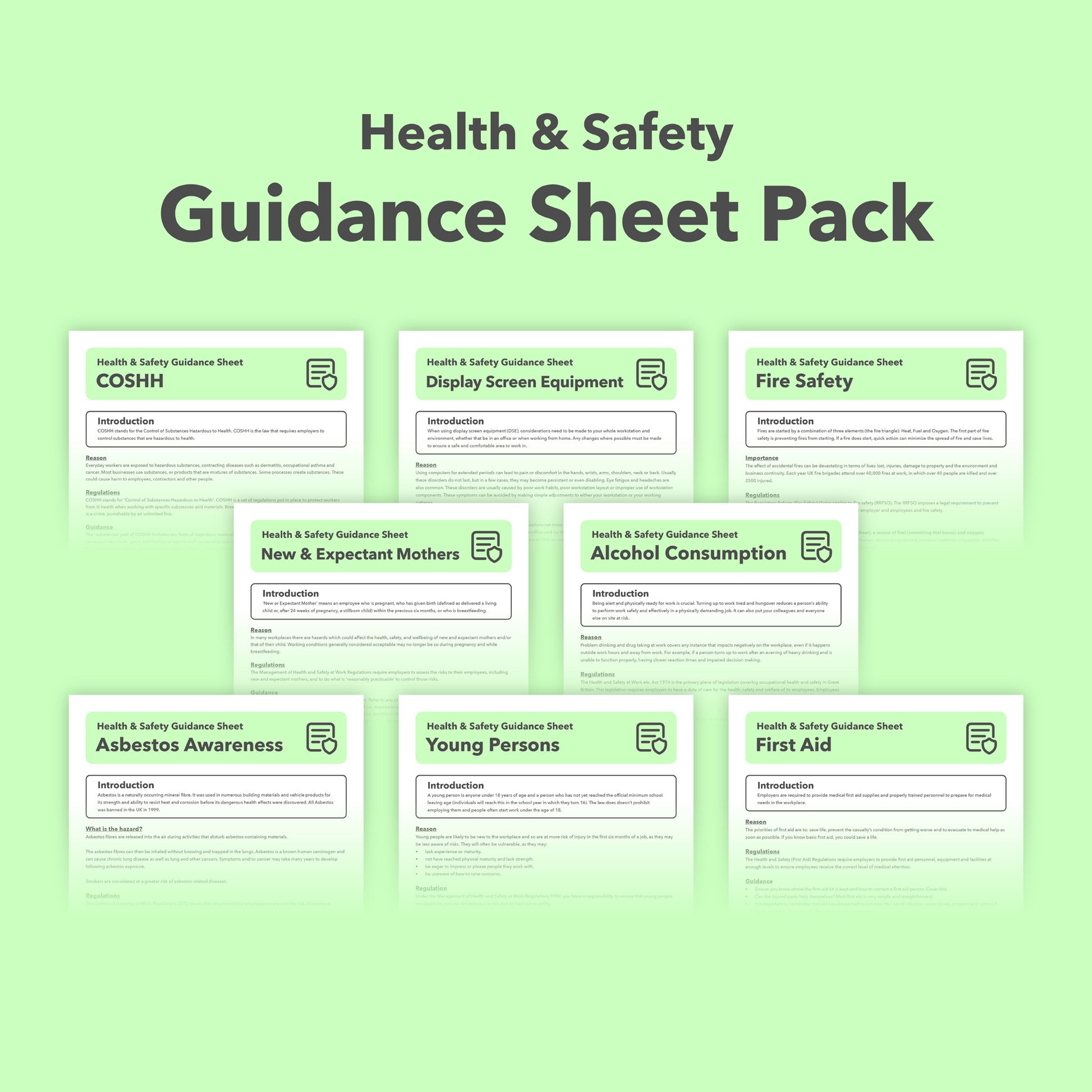 Health and Safety Guidance Pack for Businesses, Workplace Compliance & Legislation Made Easy