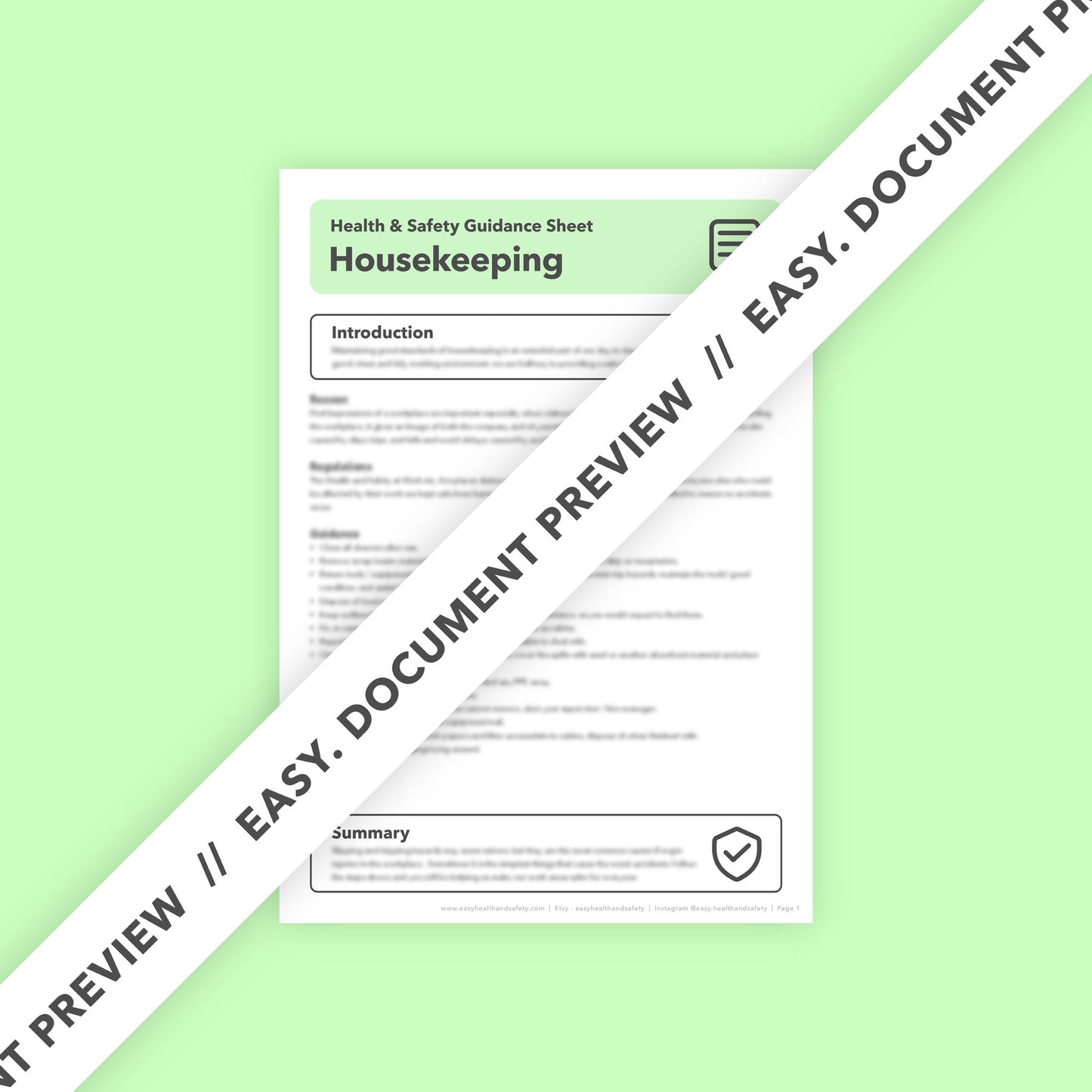 Housekeeping Health and Safety Guidance Sheet