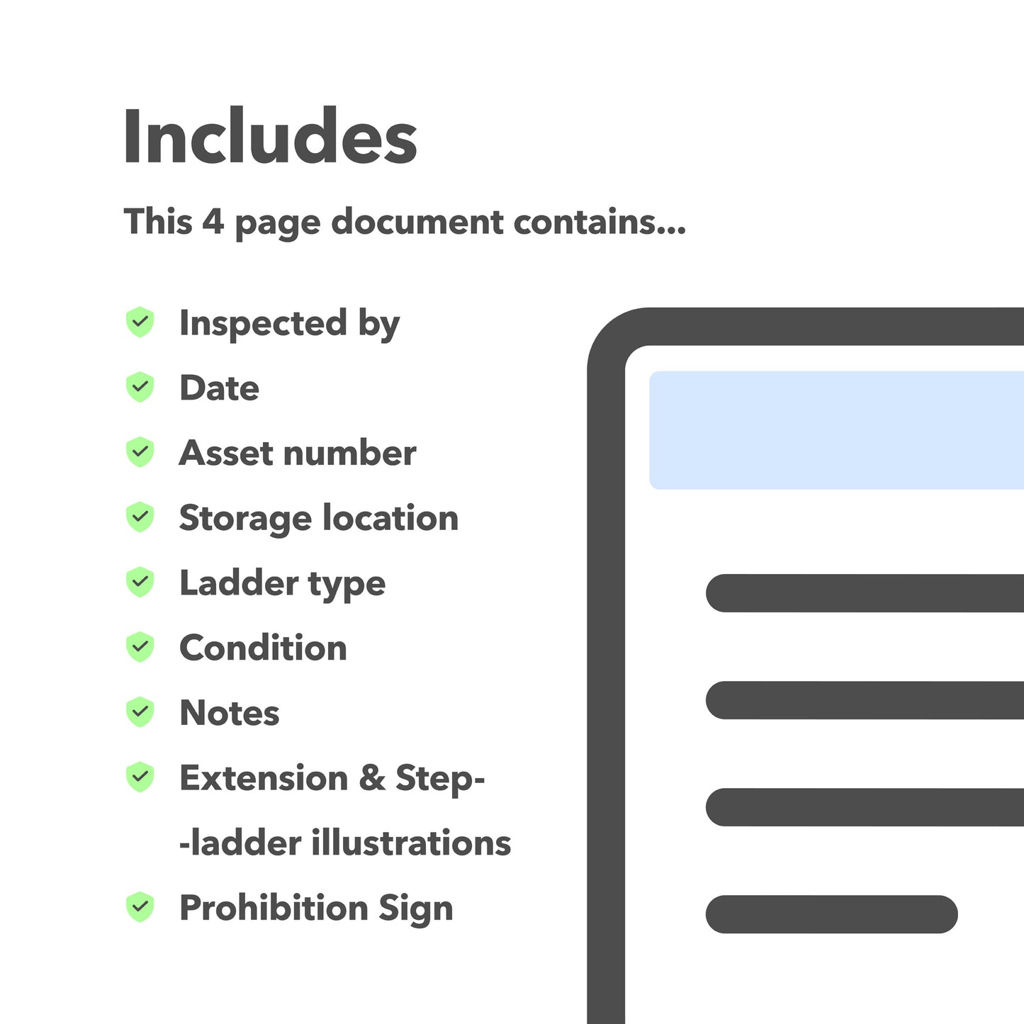 Editable ladder inspection template for stepladders and extension ladders – designed to support workplace health and safety compliance and protect employees.