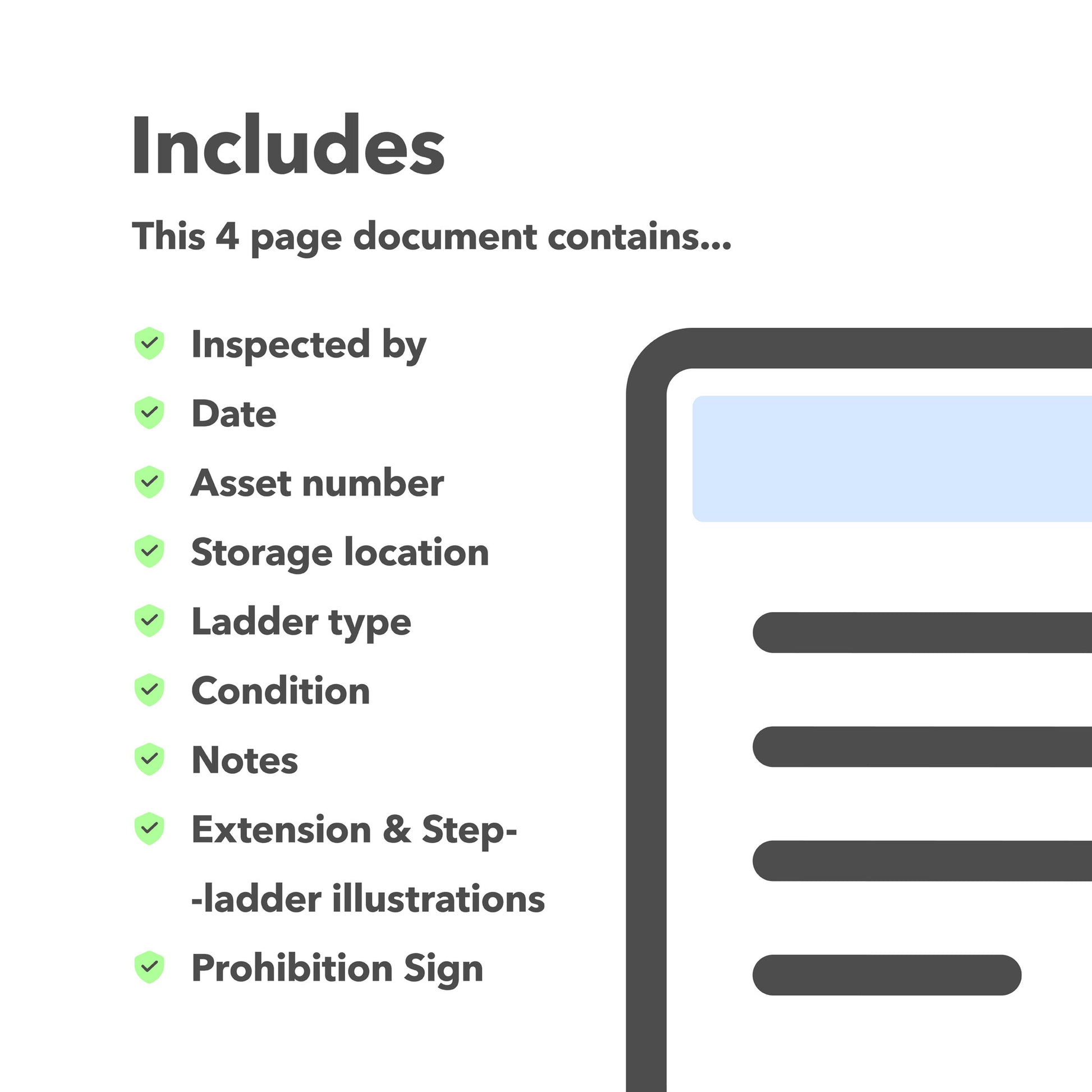 Editable ladder inspection template for stepladders and extension ladders – designed to support workplace health and safety compliance and protect employees.