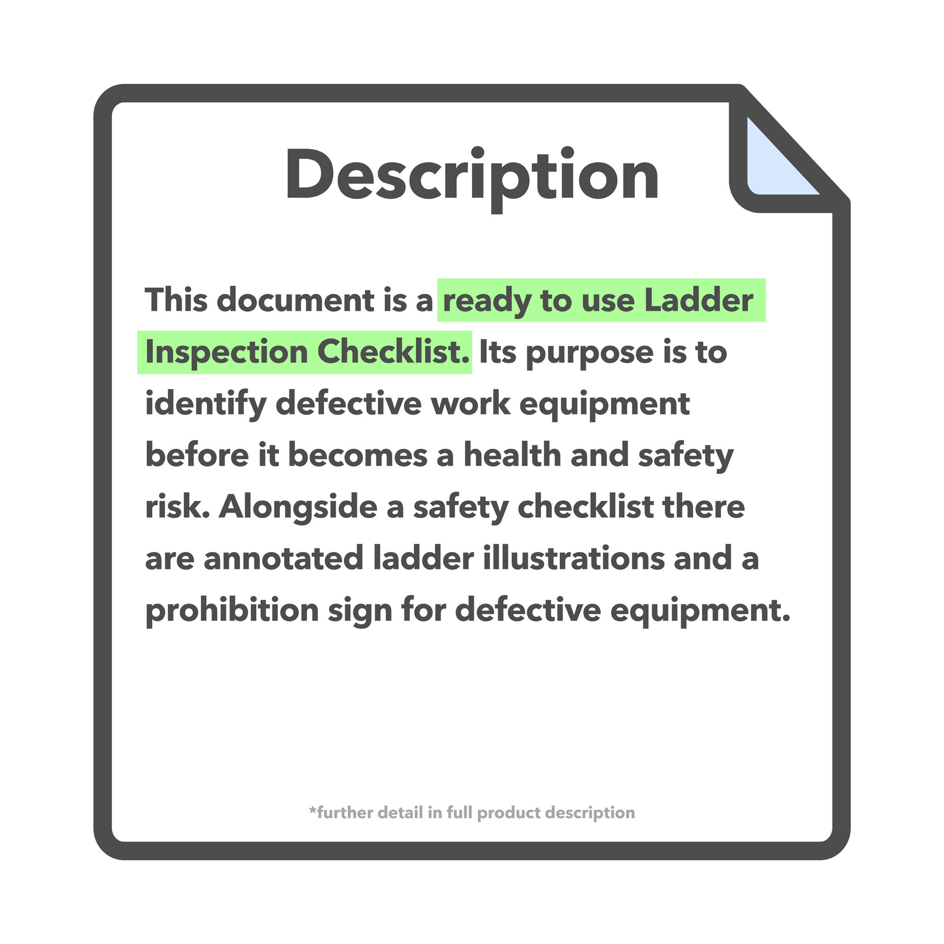 Editable ladder inspection template for stepladders and extension ladders – designed to support workplace health and safety compliance and protect employees.