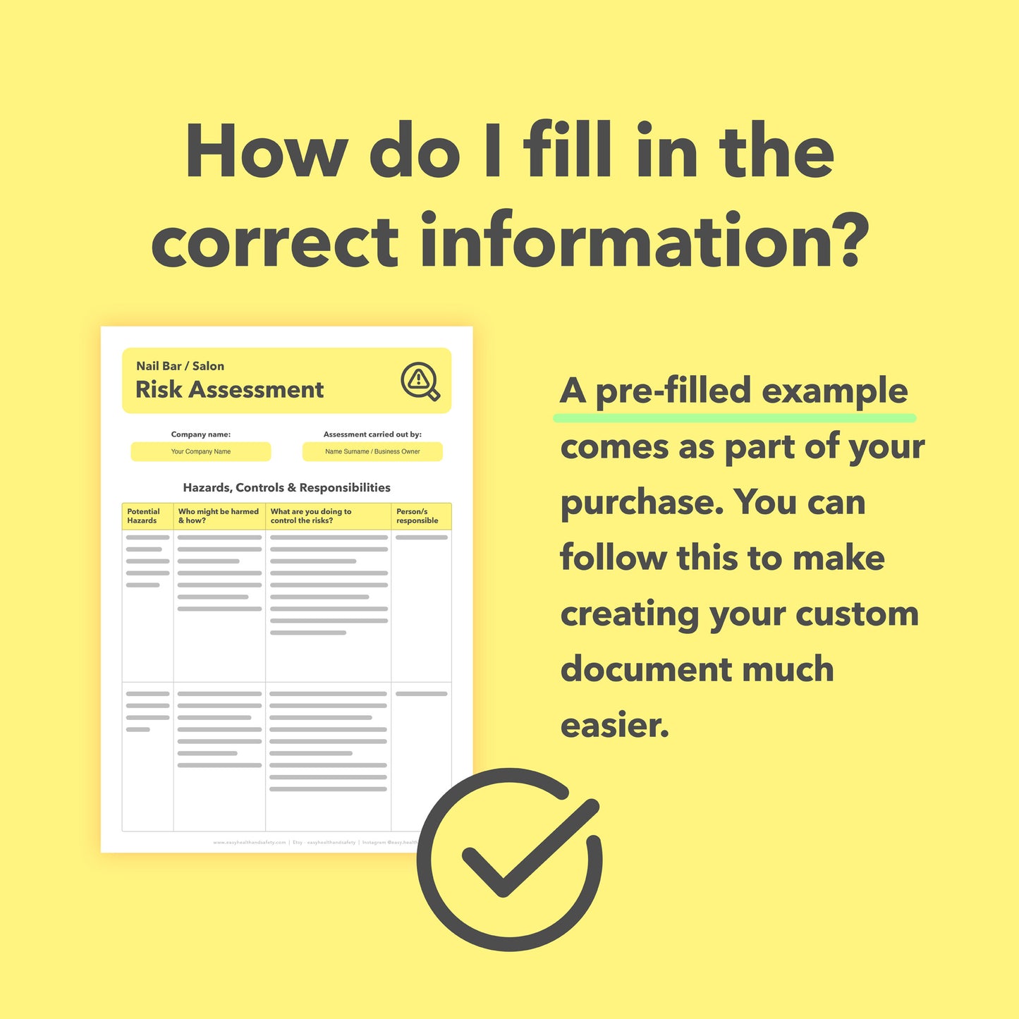 Editable, pre-filled risk assessment template for nail salons, manicurists and pedicurists – fully compliant with health and safety regulations.