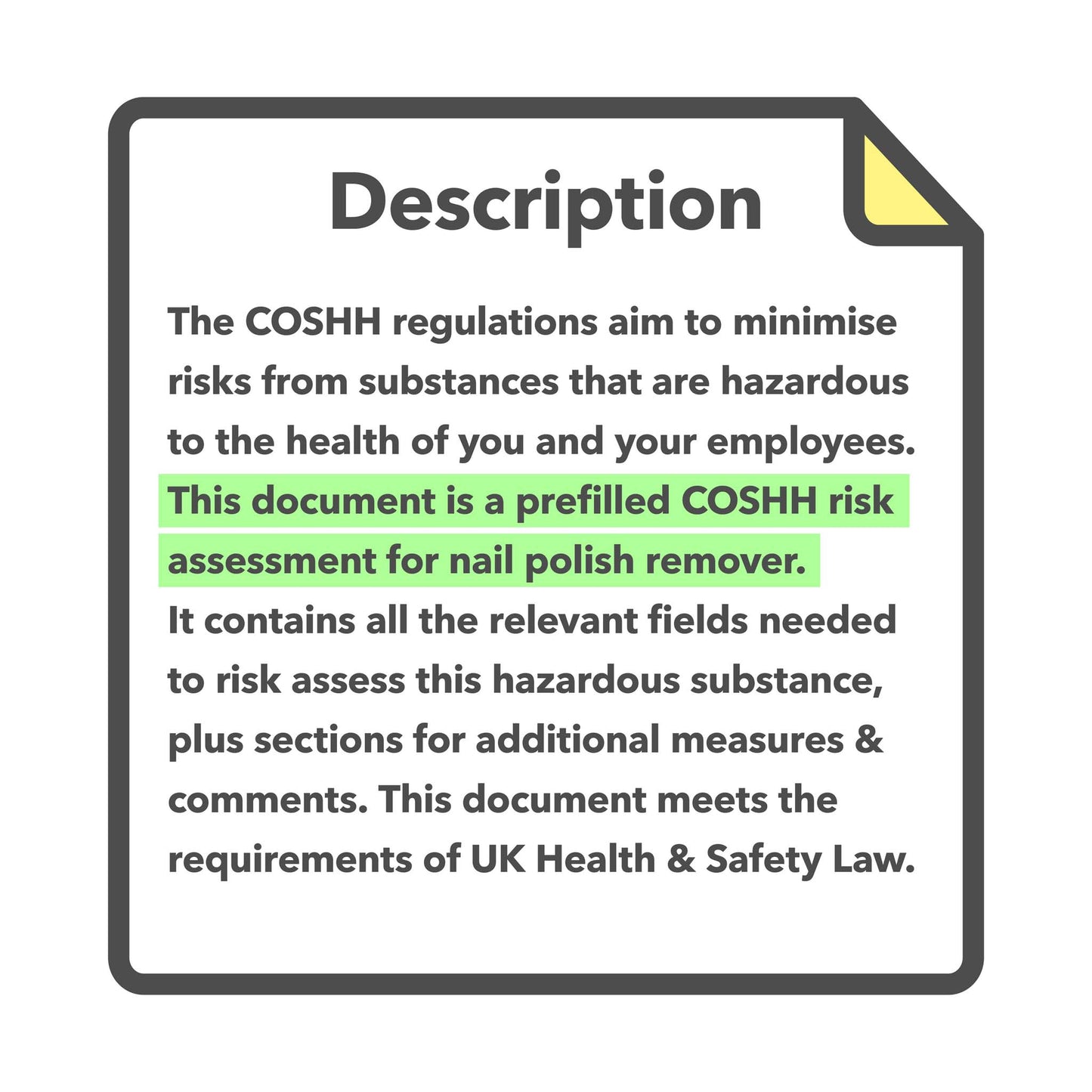 COSHH Assessment for Nail Polish Remover Pre-filled