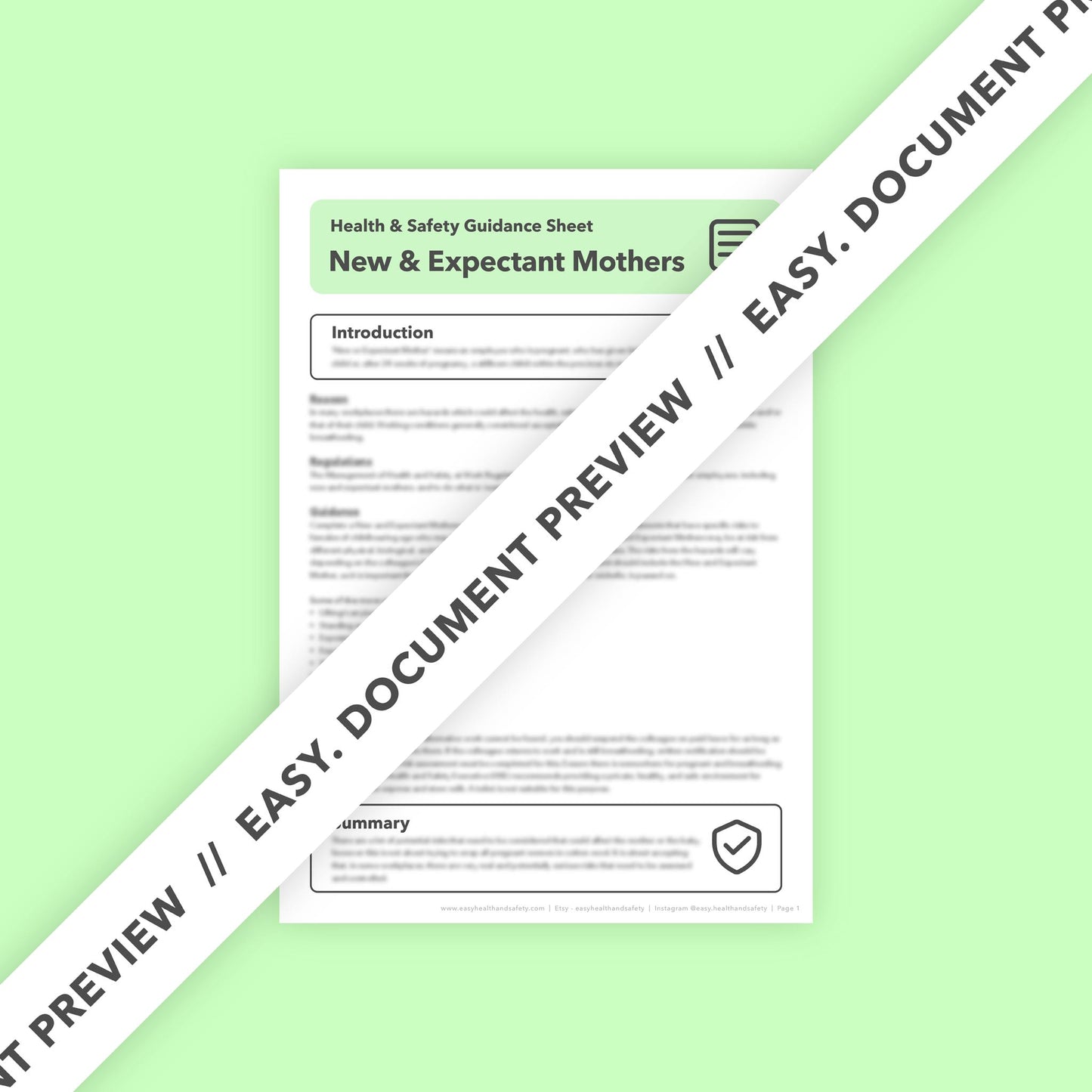 New & Expectant Mothers Health and Safety Guidance Sheet