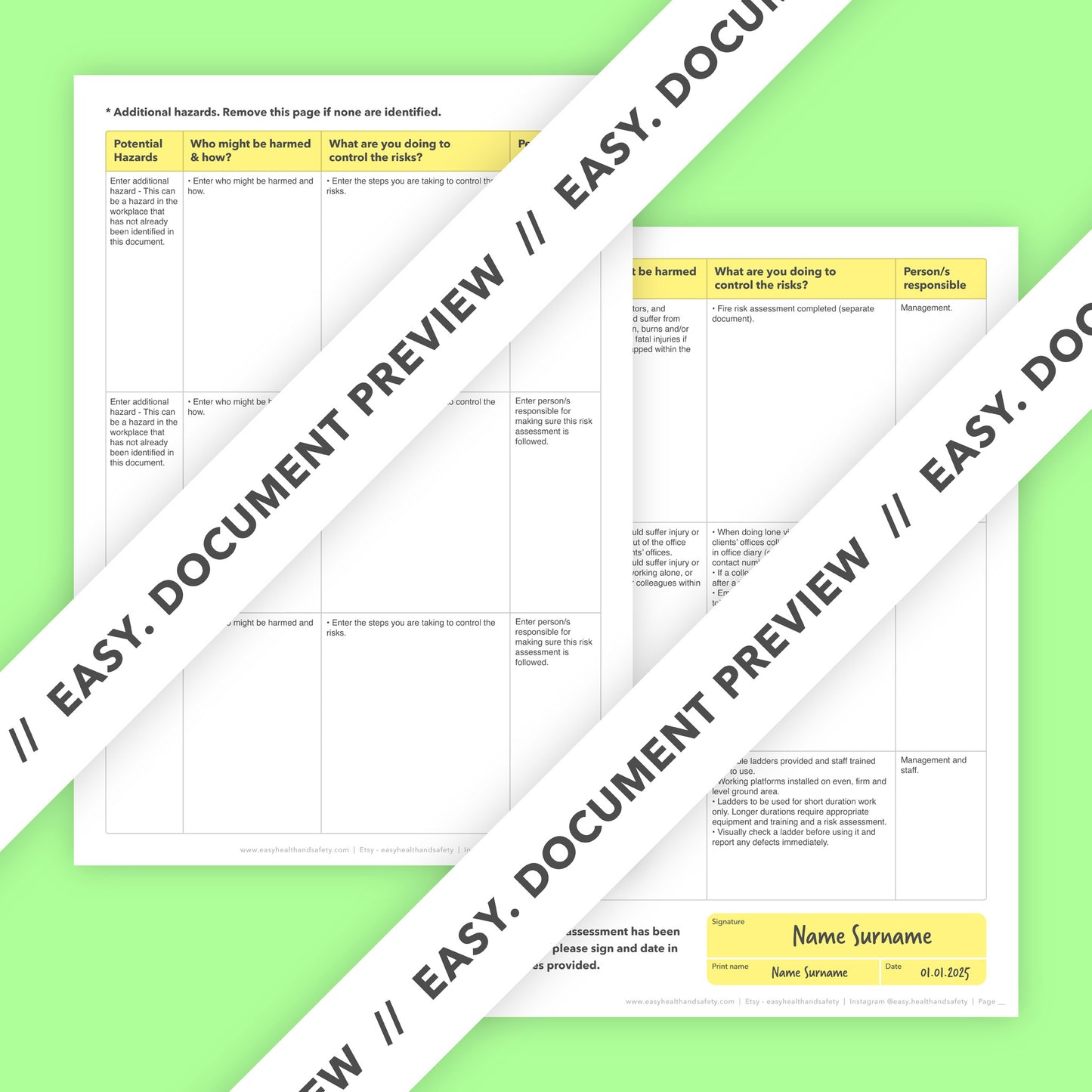 Editable, pre-filled risk assessment template for offices and office based businesses – fully compliant with health and safety regulations.