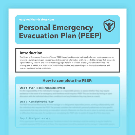 Personal Emergency Evacuation Plan (PEEP) template to support employees with disabilities, health conditions, impairments, or neurodivergent needs.