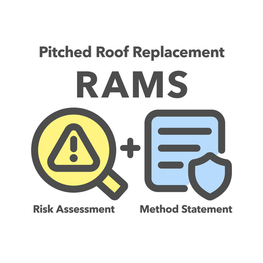RAMS template for Pitched Roof Replacement Work. This combined risk assessment and method statement template comes pre-filled with relevant content for ease of use.