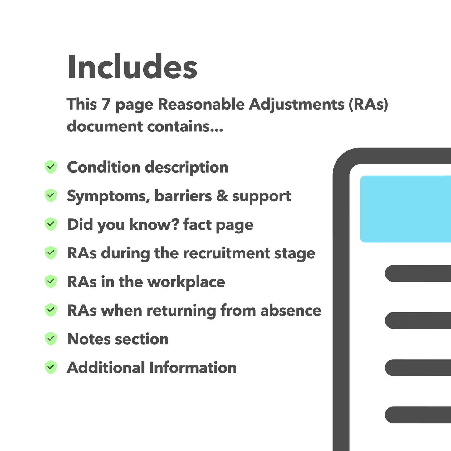 Reasonable adjustments guide for employees with Repetitive Strain Injury (RSI) in the workplace.
