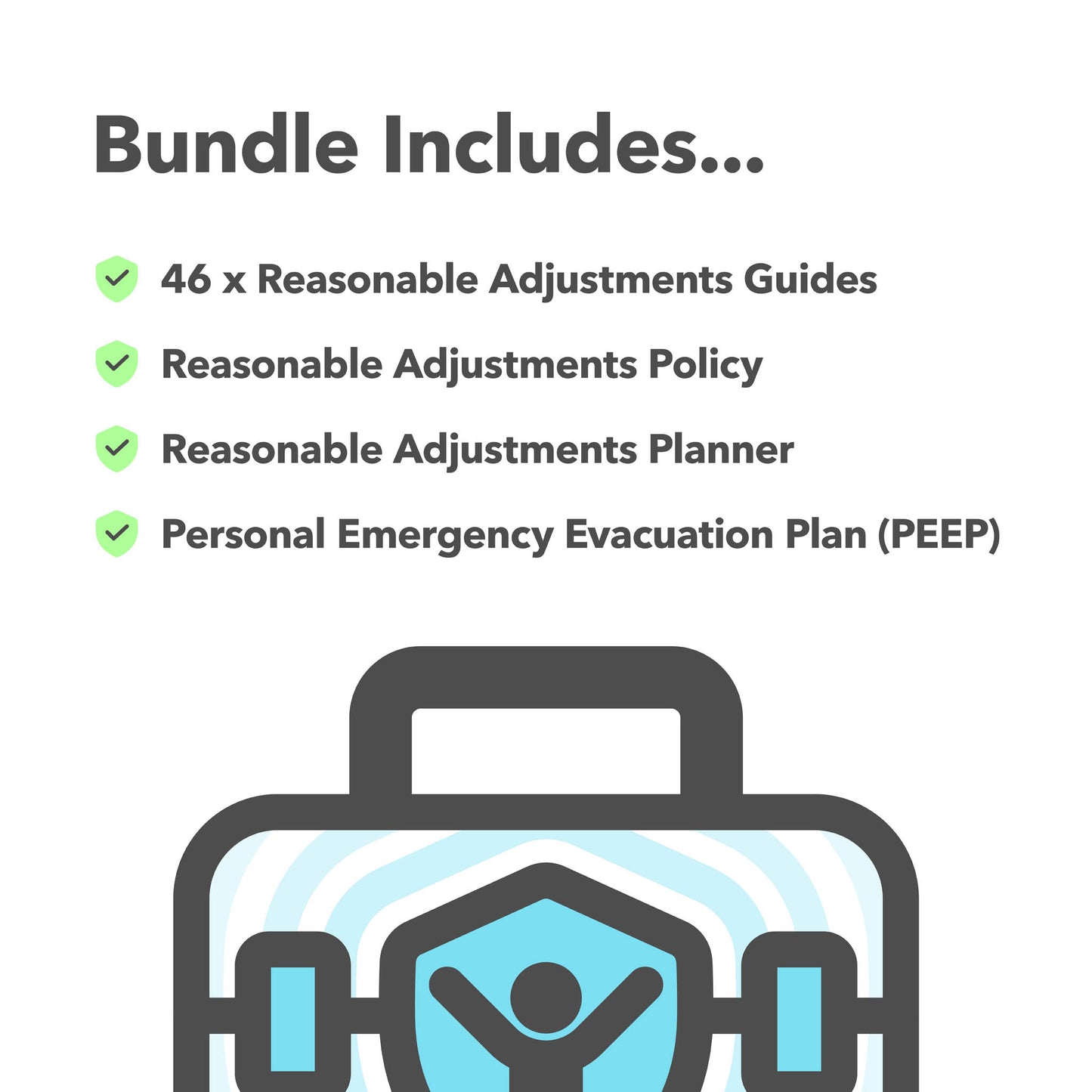Reasonable adjustments Complete Bundle for assisting employees with impairments, health conditions, disabilities, or those who are neurodivergent in the workplace.