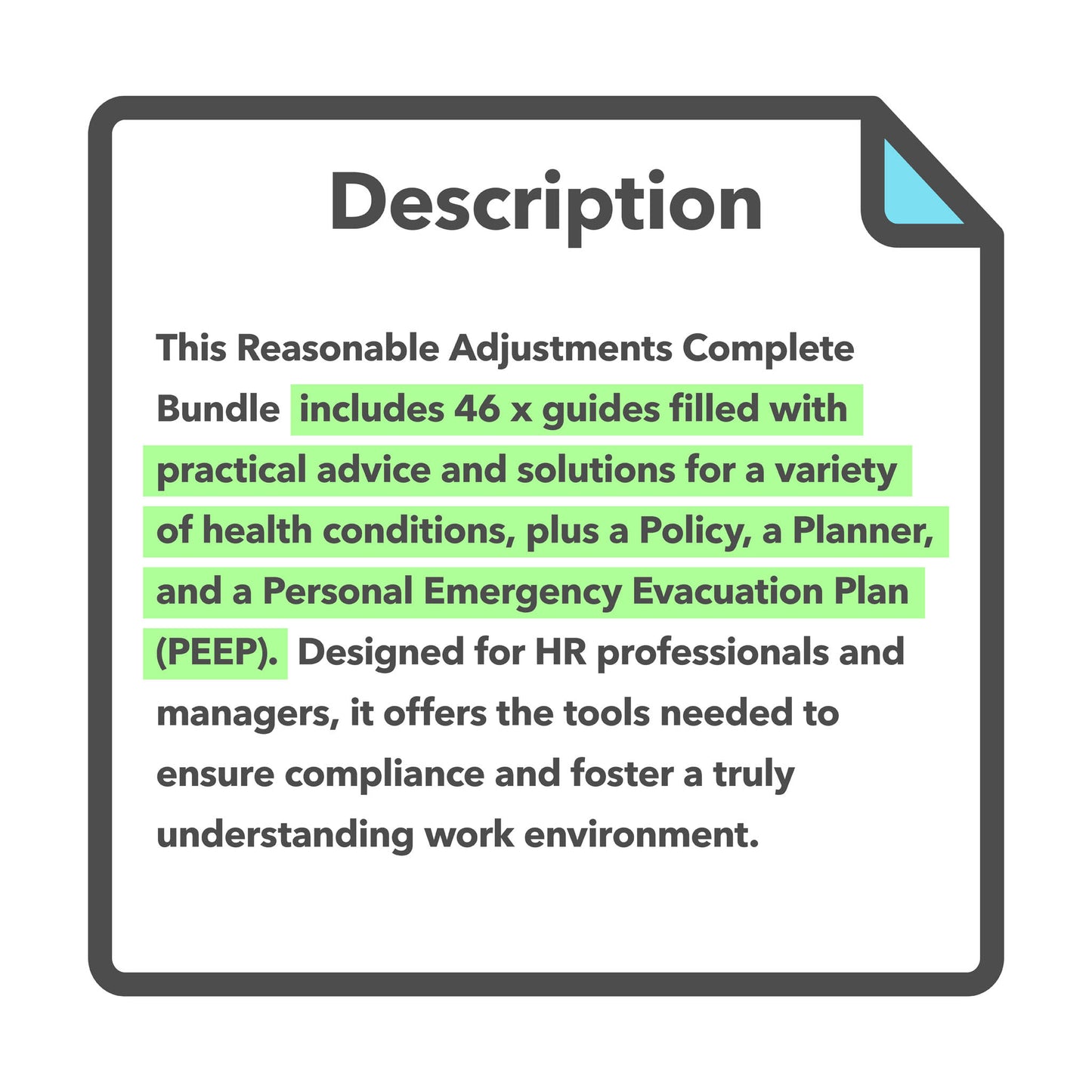 Reasonable adjustments Complete Bundle for assisting employees with impairments, health conditions, disabilities, or those who are neurodivergent in the workplace.