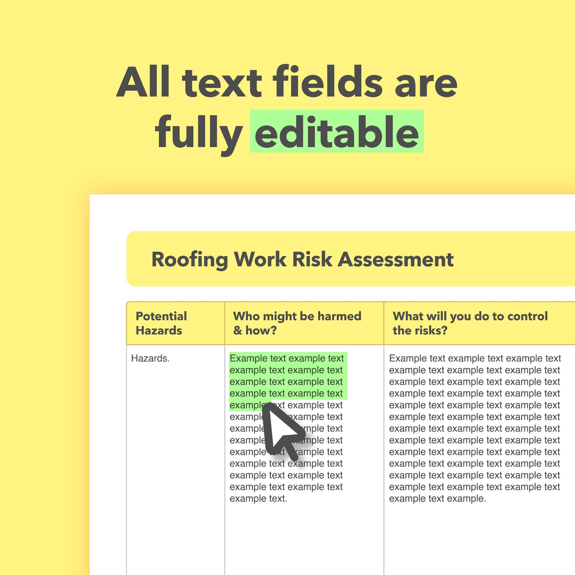 Editable, pre-filled risk assessment template for Roofers, Roofing work, and Roofing Businesses – easy to use and fully compliant with health and safety regulations.