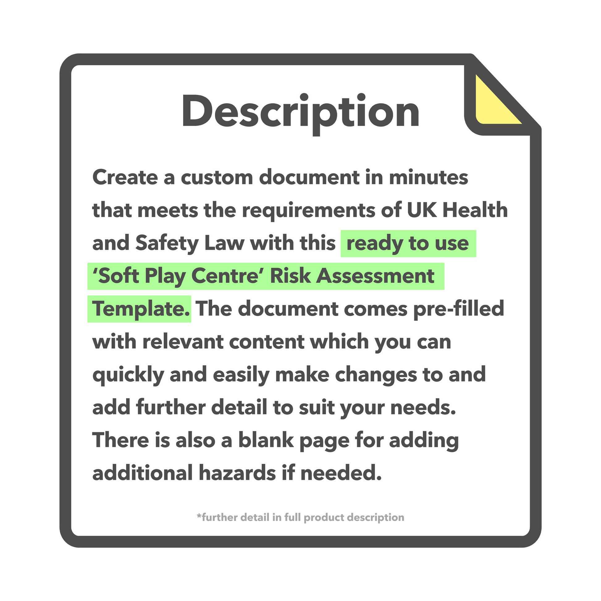 Editable, pre-filled risk assessment template for soft play businesses, children’s soft play centres, and kids’ play gyms – easy to use and fully compliant with health and safety regulations.