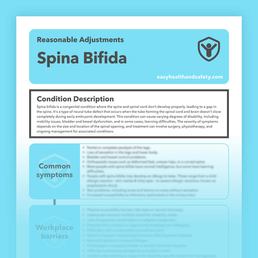 Reasonable adjustments guide for employees with Spina Bifida in the workplace.