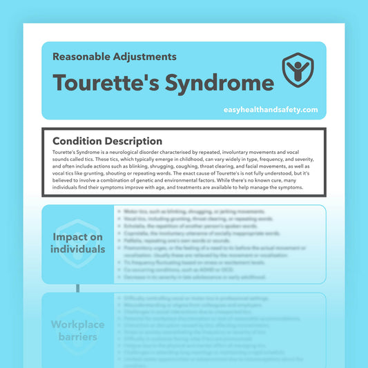 Reasonable adjustments guide for employees with Tourette's Syndrome in the workplace.