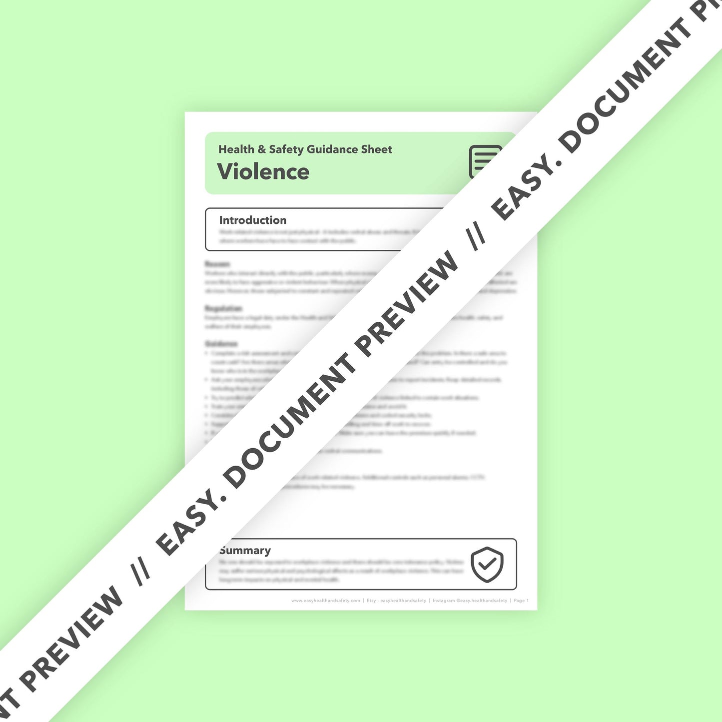 Violence in the Workplace Health and Safety Guidance Sheet