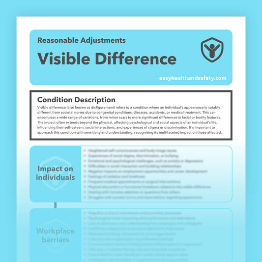 Reasonable adjustments guide for employees with a Visible Difference or Disfigurement in the workplace.