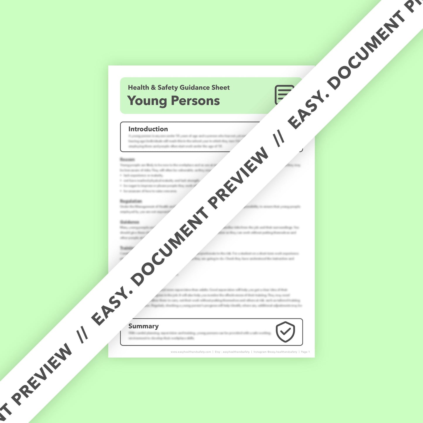 Young Workers Health and Safety Guidance Sheet