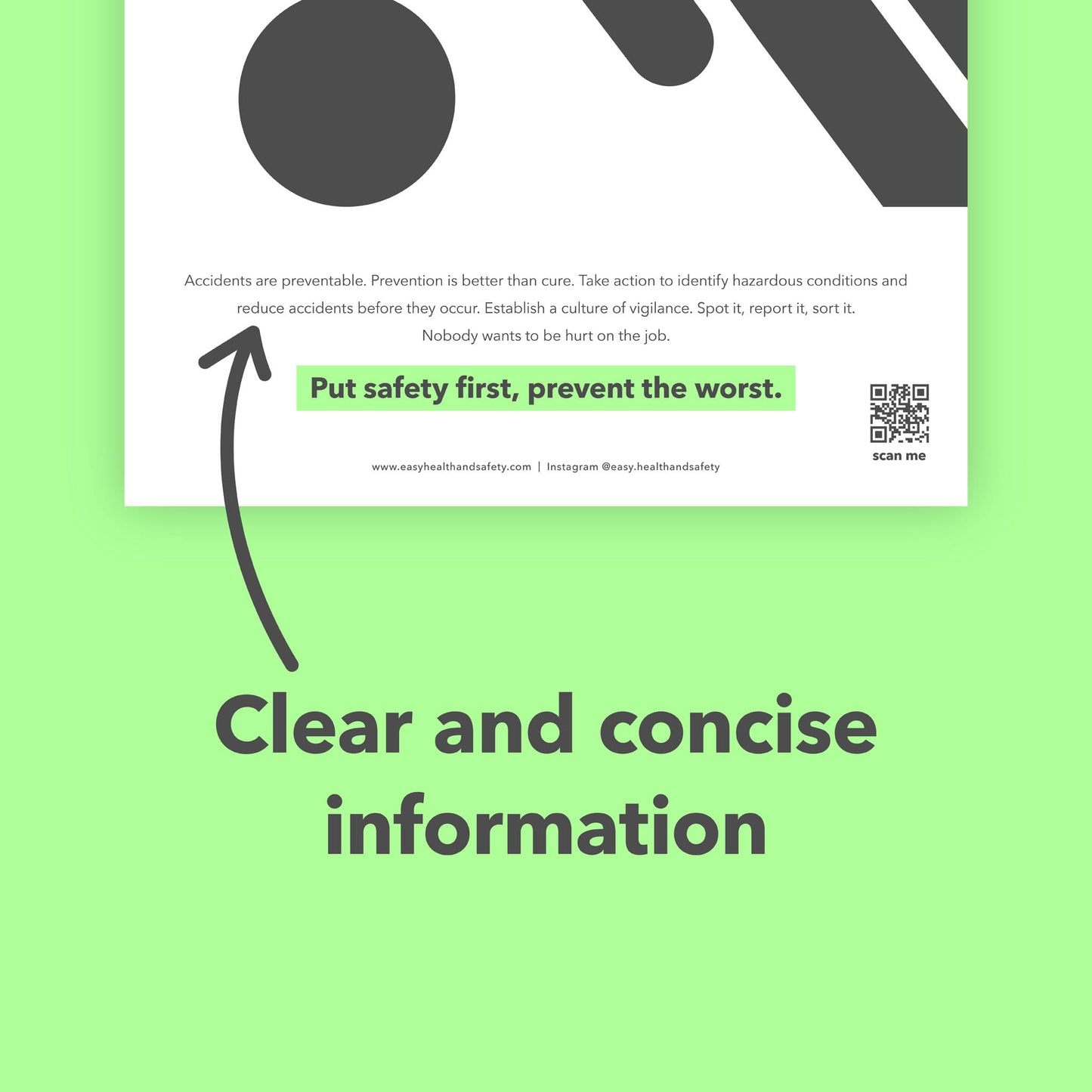 Health and safety poster campaign pack with human characters for the promotion of health and safety culture in the workplace.