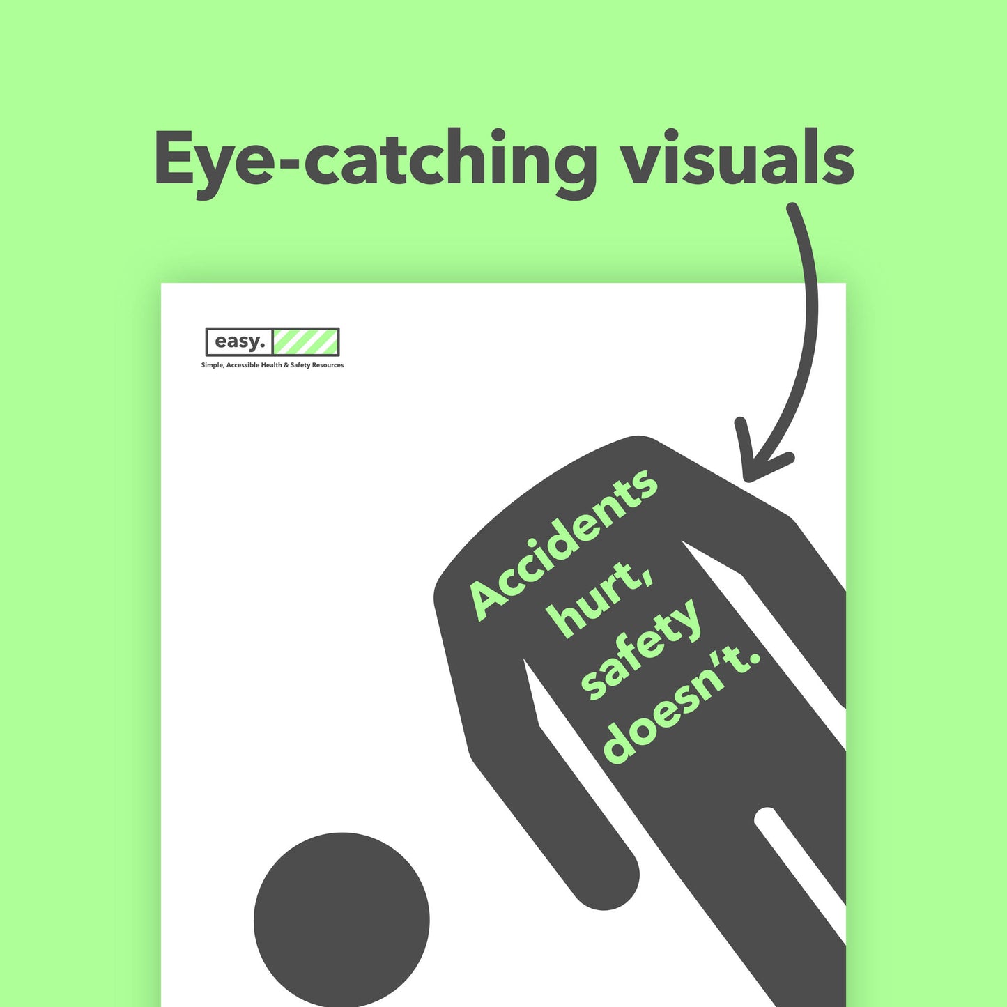 Health and safety poster campaign pack with human characters for the promotion of health and safety culture in the workplace.