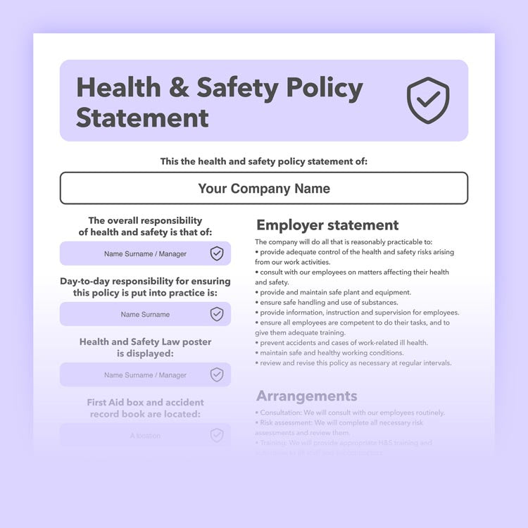 Health and Safety Policies for Businesses. Editable and Easy to Use.