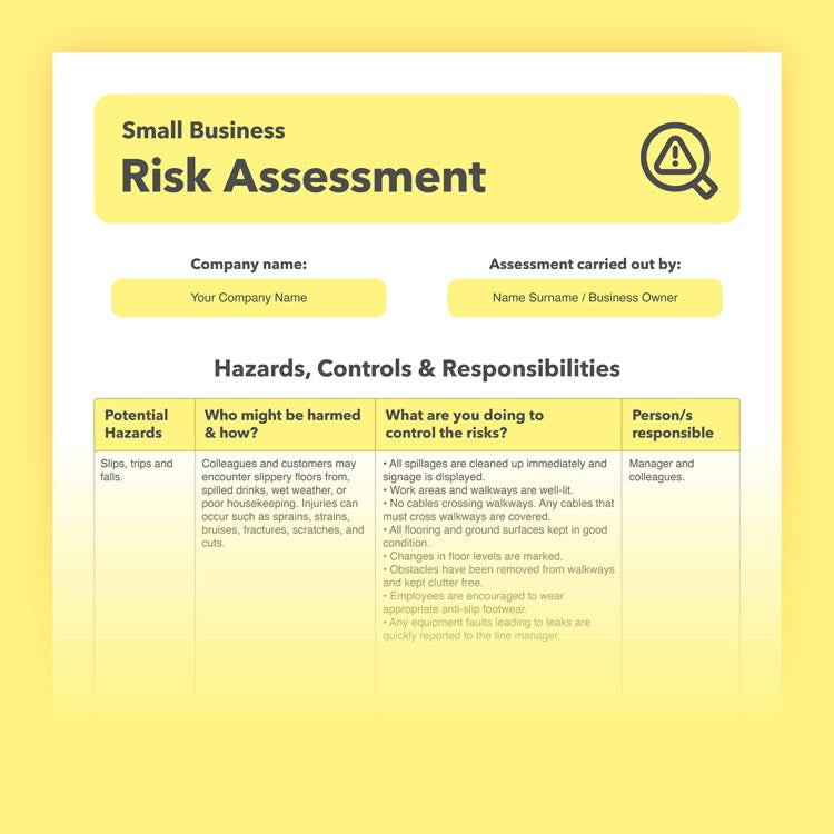 Risk Assessment Template Documents for businesses