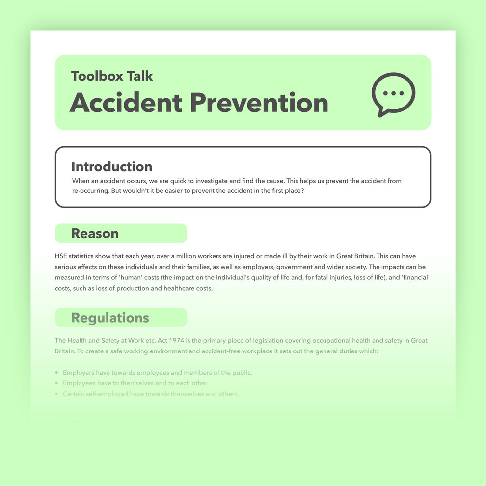 Accident Prevention Program Introduction Example Accident Prevention Toolbox Talk | Professional Safety Briefing ...