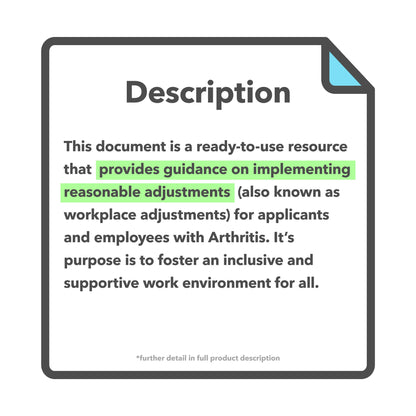 Arthritis Reasonable Adjustments Guide