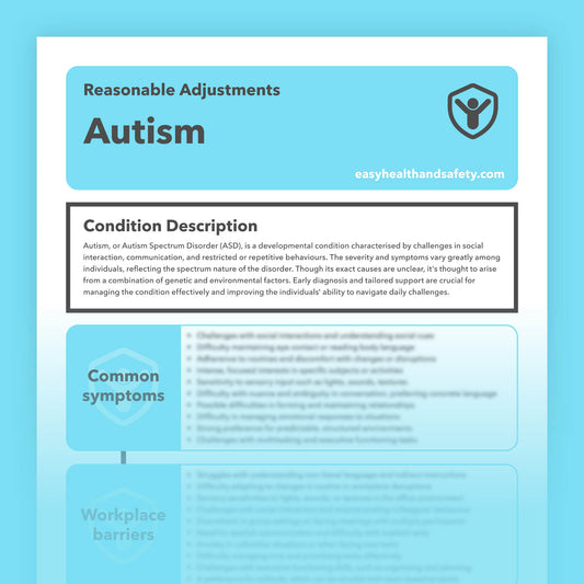 Reasonable adjustments guide for individuals with Autism in the workplace.