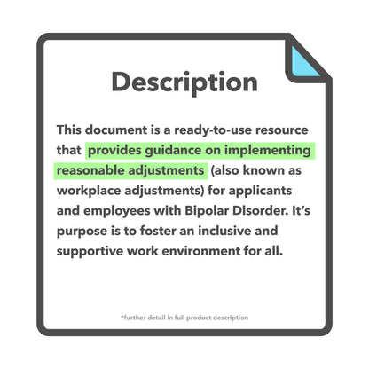 Bipolar Disorder Reasonable Adjustments Guide