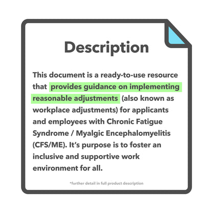 Chronic Fatigue Syndrome or Myalgic Encephalomyelitis (CFS/ME) Reasonable Adjustments Guide