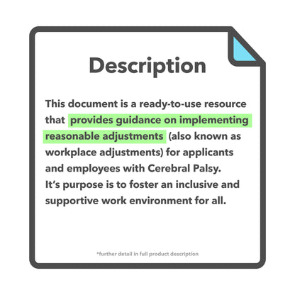 Cerebral Palsy Reasonable Adjustments Guide