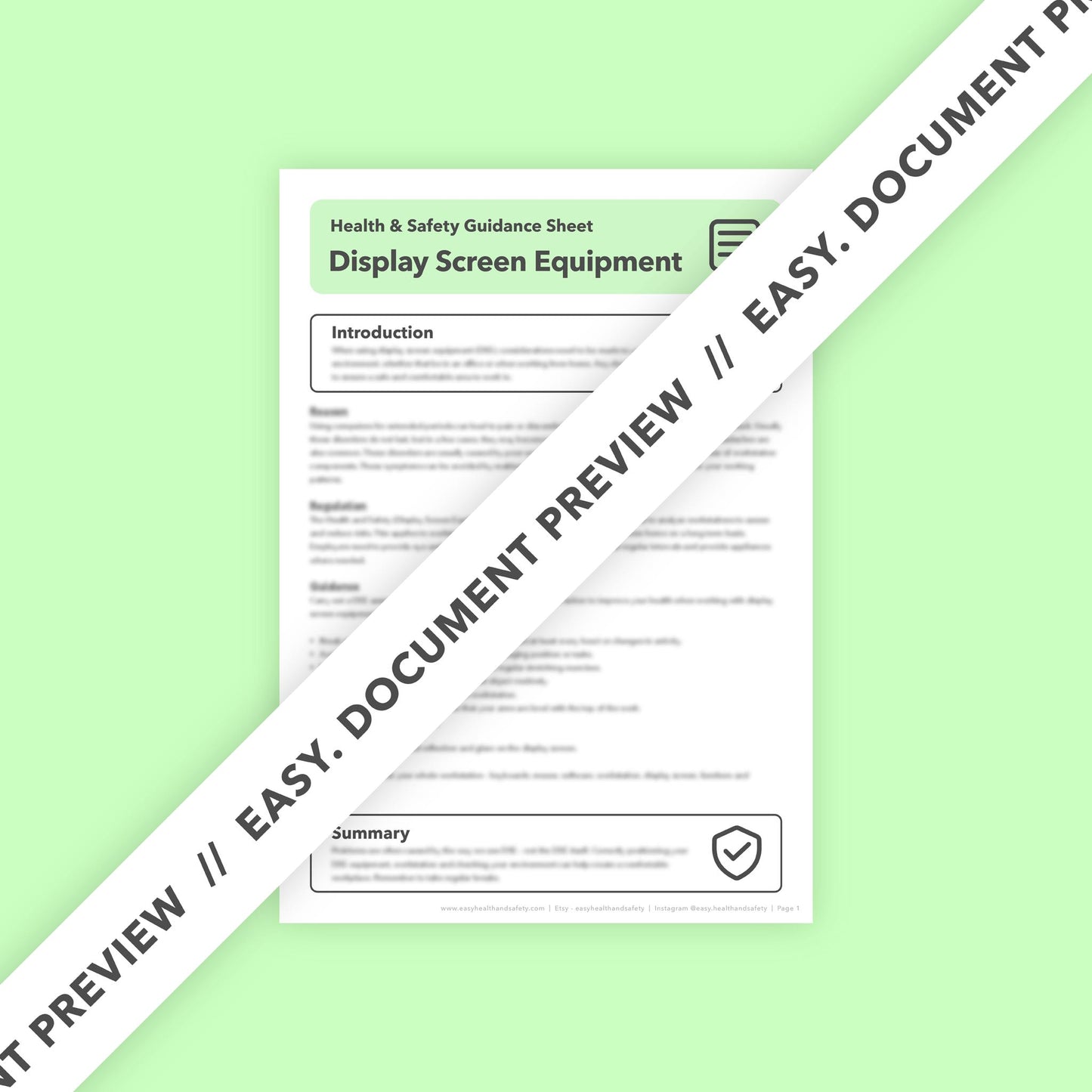 Display Screen Equipment (DSE) H&S Guidance Sheet